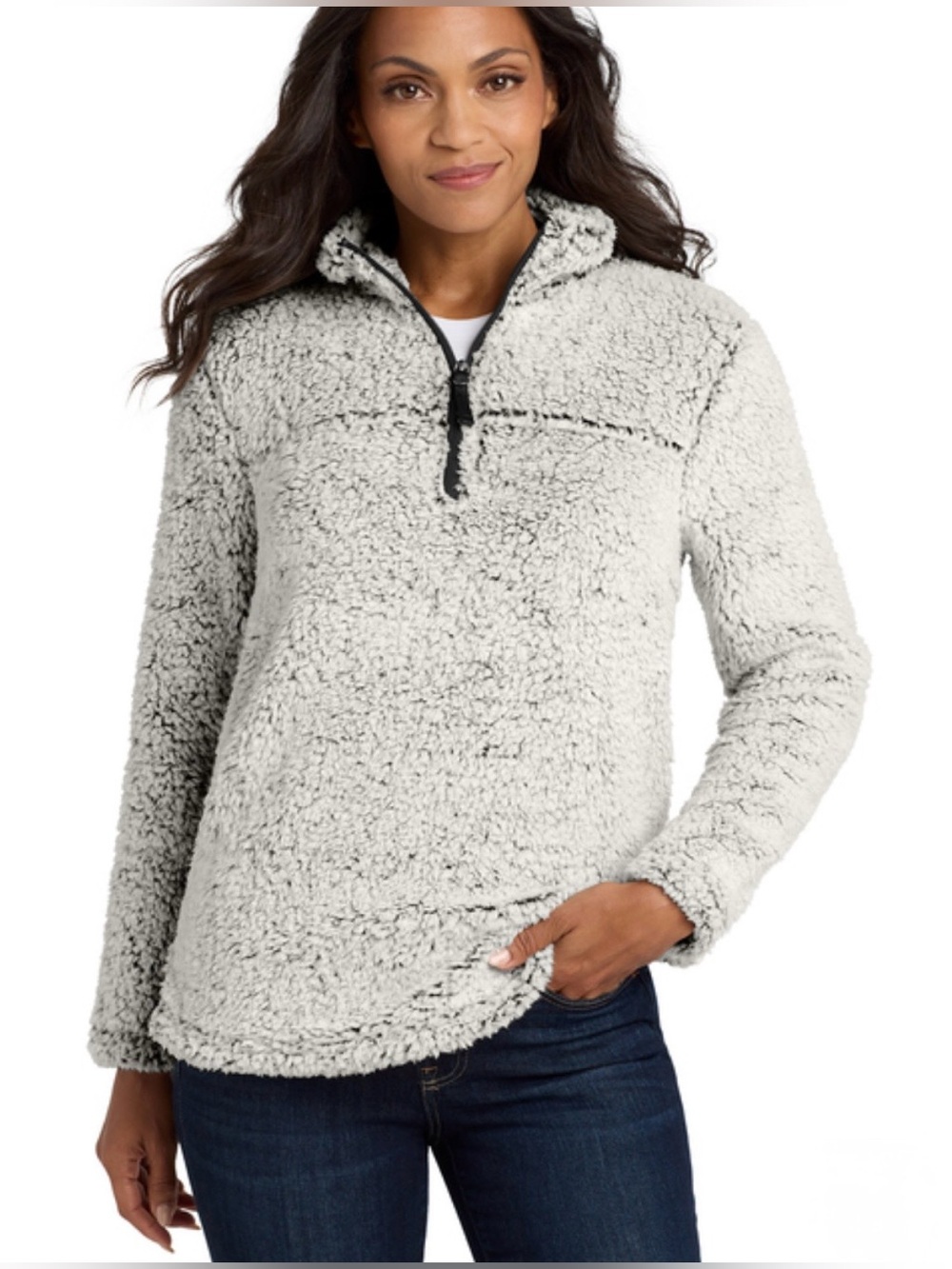 Thread & Supply Cream Fleece Sherpa Quarter-Zip Pullover - Size: M - NWOT!